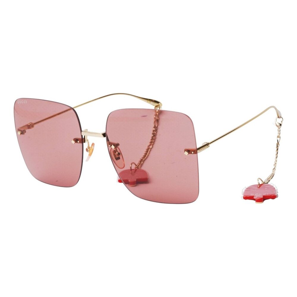 NEW GUCCI SUNGLASSES WITH EARRINGS GOLD WOMEN EYEWEAR GUCCI GG1147S 005